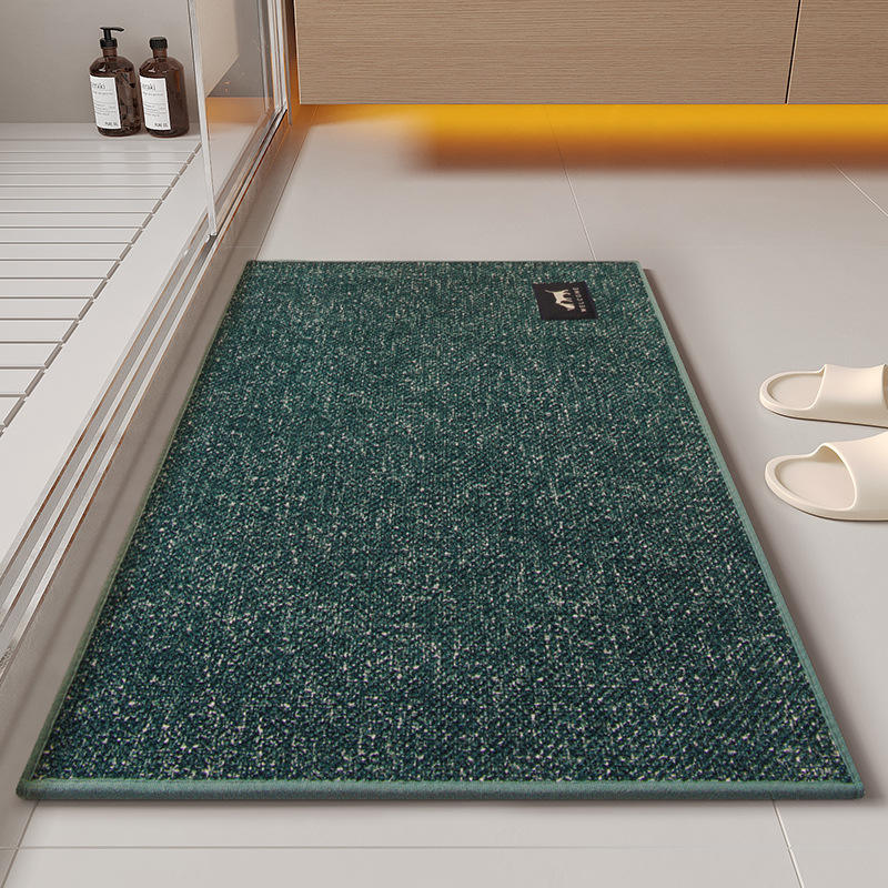 Tapis de bain en lin - marqué vert