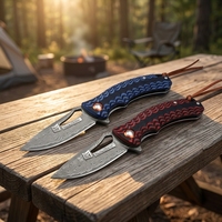 Couteau pliant en acier de Damas, manche bicolore G10, couteau utilitaire de poche pour le camping en plein air, outil de coupe DIY