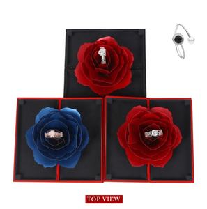 Caja de Anillo de Boda Elegante al por Mayor, Estilo Nuevo, con Flores de Papel en el Interior, Caja de Joyería para Rosario - Product Image 4