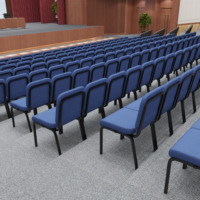 Chaises d'église bleues en gros, tissu de haute qualité, coussin moelleux, chaise d'auditorium, hôtel, théâtre, mobilier commercial