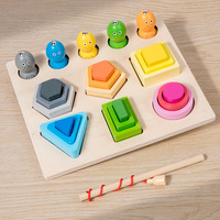 Jeu de pêche 2 en 1 pour la coordination œil-main, jouets sensoriels en bois pour enfants autistes, correspondance des couleurs et des formes