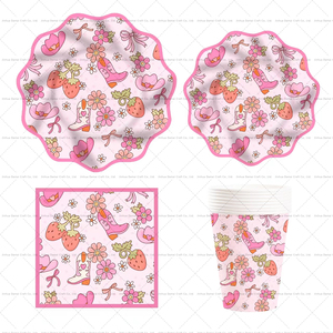 Vajilla Rosa DAMAI para Fiestas, Artículos para Fiestas, Decoraciones para Fiestas de Vaqueras, Platos, Vasos, Servilletas, Cubiertos, Cumpleaños, Baby Showers - Product Image 4