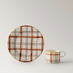 Juego de Platos de Estilo Nórdico, Vajilla Artesanal con Diseño a Cuadros, Plato Redondo para el Hogar, Plato de Cerámica Personalizado para Bodas - Product Image 2