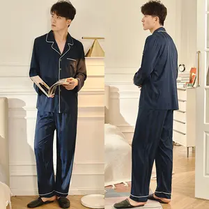 Großhandel Paar Satin Seide Pyjama Set für Schlaf anzug Männer Nachtwäsche Satin Frauen Pyjamas