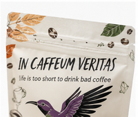 Sacs d'emballage Doypack personnalisés imprimés bleus pour café, avec fermeture éclair, 250g, 500g, 1kg, 2kg, 5kg, et sacs de café 250g avec valve