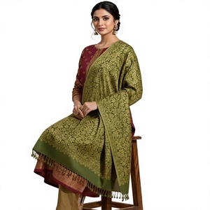 Chal de Pashmina para Mujer con Hilo Dorado y Diseño Floral, Bufanda Larga para Eventos Nocturnos, Viajes y Uso Diario - Product Image 1
