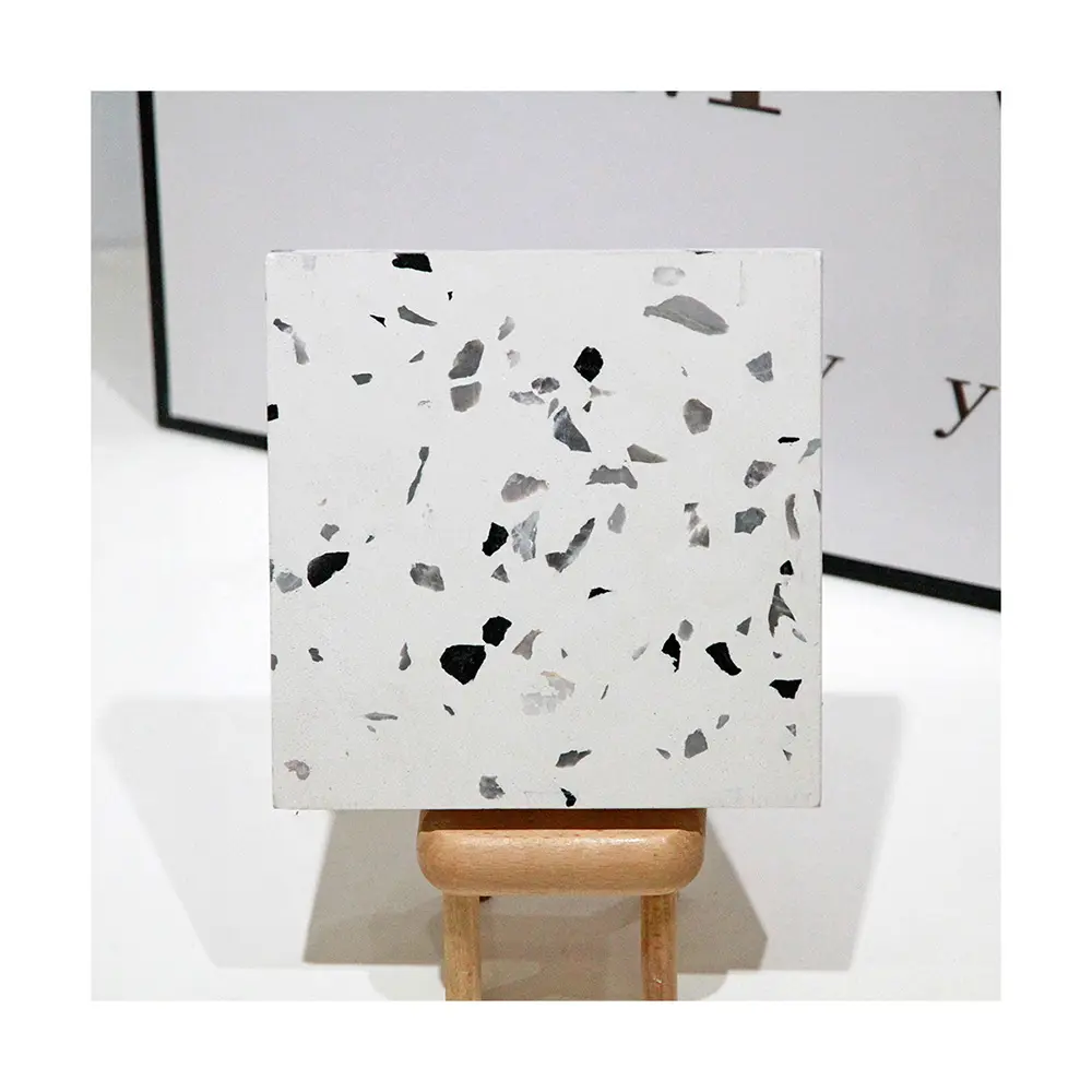 Zemin ve duvar Terrazzo tablosu için özelleştirilmiş inorganik GM-P-W006 Terrazzo levha ile yüksek kaliteli beyaz serisi mozaik karo