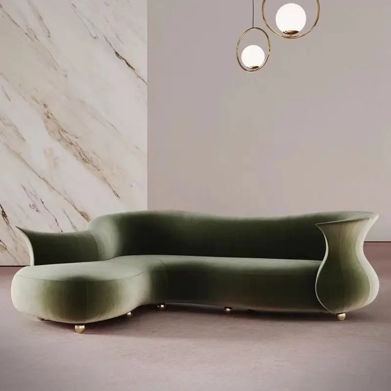 ออกแบบทันสมัยโซฟาห้องนั่งเล่นโรงแรมแสงหรูหราเรียบง่ายโค้งรูปพิเศษต้อนรับโซฟา FRP เก้าอี้สร้างสรรค์
