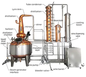 Cin sepeti ile 1000 litre alkol damıtma ekipmanları Tequila brendi viski gin hala damıtma makinesi