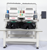 Machine à broder informatisée à 2 têtes, 15/12 aiguilles, pour casquettes, t-shirts, vêtements finis, broderie de chaussettes plates