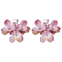 Pendientes Largos de Tela con Flores Estilo Boho, Pendientes Colgantes Florales de Chifón para Mujer, Joyería para Vacaciones de Verano en la Playa