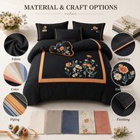 Ensemble de literie brodé sur mesure OEM ODM, housse de couette de luxe, taie d'oreiller, drap de lit, logo personnalisé, ensemble de literie floral pour hôtel et maison