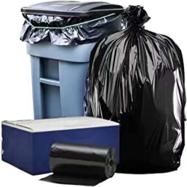 Outdoor Rubbish Bag In Rolls Polyethylene Refuse Sacks Biodegradable Big Black Industrial 8 13 33 40 50 65 95 Gallon Trash Bag