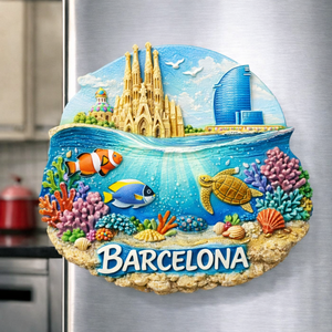Aimant de réfrigérateur en résine 3D personnalisé par sublimation, souvenir touristique de <span class=keywords><strong>Barcelone</strong></span>, cadeau OEM bienvenu - Product Image 2