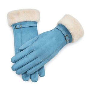 DSX Winter Outdoor Everyday Casual Suede Wrist-Length Full Finger <b>Gloves</b> Fur Lining Touch Screen Design Custom Logo - Product Image 4