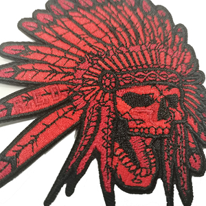 Indian Chief <strong>Skull</strong> <strong>Embroidery</strong> Patches Iron On Clothing Appliques Accessories DIY Sewing Custom <strong>Logo</strong> Embroidered Patches