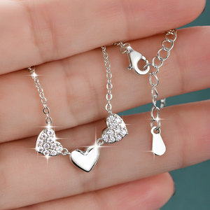 VVS1 <b>D</b> Color GRA Certified 0.3ct Moissanite <b>Necklace</b> Three Heart Shape Copper 14K Gold Filled Sweets Cute Jewelry for Women - Product Image 3
