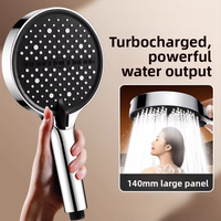 Pommeau de Douche Céramique Haute Pression à Jets Pluie/Massage, Réglable en Continu, Grand Panneau, Débit d'Eau Élevé, Design Luxe