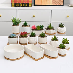 Grand plateau rectangulaire en céramique en porcelaine blanche, petit pot à fleurs simple transfrontalier, pot spécial pour plantes succulentes, en porcelaine blanche - Product Image 2