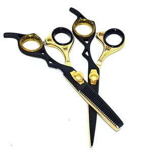 ASAP Eco-Friendly Dog Grooming Shear Scissors Set Stainless Steel Blade 26 Teeth Right-Handed Matt <b>Black</b> Powder Coated <b>Rose</b> Gold - Product Image 3
