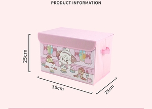 Kotak Penyimpanan Lipat Mikko Lucu MK053 untuk Pakaian dan Mainan, Kotak Penyimpanan Kain Non-woven Bergaya Kartun Kawaii - Product Image 2