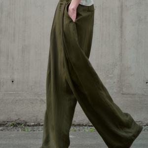 Pantalon large uni pour femme, automne 2025, respirant et décontracté, style rétro, pantalon droit - Product Image 1