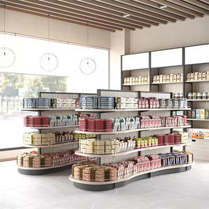 Étagères <span class=keywords><strong>de</strong></span> supermarché en métal, acier robuste, design unique avec rails <span class=keywords><strong>de</strong></span> protection, présentoir pour snacks, magasins <span class=keywords><strong>de</strong></span> proximité et librairies - Product Image 3