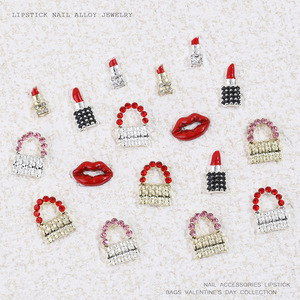 Décorations de luxe 3D pour ongles Saint-Valentin : Breloques en forme de rouge à lèvres et de bouche avec strass pour manucure romantique - Product Image 1
