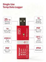 Enregistreur de données de température à usage unique, modèle USB, crée des fichiers PDF sans aucun logiciel supplémentaire requis