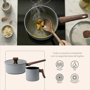 Offre Spéciale : Ensemble de 8 Ustensiles de Cuisine en Céramique Antiadhésifs avec Poignées en Bakélite et Couvercles en Verre Silicone Doux au Toucher - Product Image 5