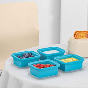 Food Grade Silicone Square Storage Container Microwavable Fresh-Keeping Heat Preservation <b>Lunch</b> <b>Box</b> - Product Image 5