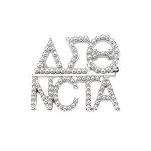 Broche ronde en alliage ajouré avec perle et logo de l'<span class=keywords><strong>Association</strong></span> de l'alphabet grec pour femme - Product Image 1