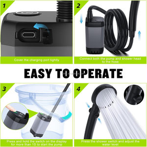 Pompe de douche électrique rechargeable de douche de chauffage de <span class=keywords><strong>Camping</strong></span> extérieur portatif avec l'affichage numérique intelligent plusieurs Modes de pulvérisation - Product Image 5