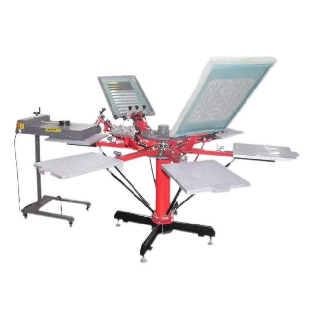 6 Color 6 Station Manual Rotary Screen Printing Machine $ Medium Factory Garment T-shirt Printer