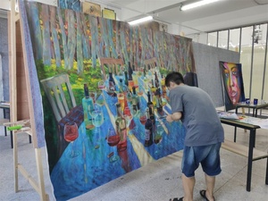 Mesuem Qualità Fatti A Mano Su Ordinazione Ancora Pittura A Olio Del Fiore della Vita Ansimante Dipinti di Alta Qualità Su Tela di Canapa - Product Image 4