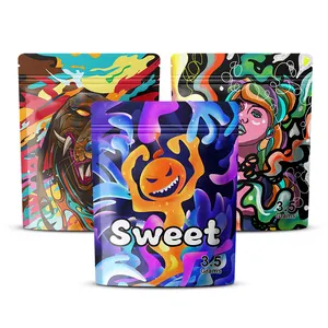 Customized Gummy Candy Storage 7g 14g Smell Proof Reusable Matte 3.5g Grams Aluminum Foil Mylar Bag