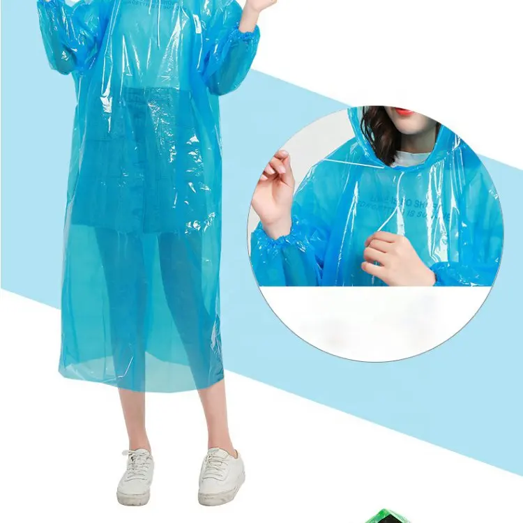 Imperméable Pe Transparent de haute qualité, Poncho jetable, impression de Logo personnalisé, imperméable, 1 pièce/sac opp, Poncho de pluie et de pluie