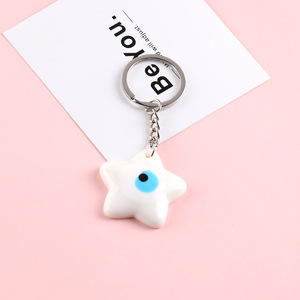 Turkish White <b>Devil</b> Eye Resin Pendant Keychain Stainless Steel Chain Heart Star Oval Round Shape Creative <b>Accessory</b> - Product Image 3