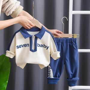 Conjuntos de Primavera e Outono para Meninos, Camiseta Polo de Manga Longa com Letras e Calças, 2 Peças, Roupas de Primavera para Bebês em Promoção - Product Image 2
