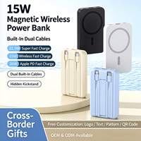 Power Bank Magnetik Nirkabel 10000mAh 22.5W Pengisian Cepat Kabel Ganda Terintegrasi Dudukan Lipat Pengisi Daya Portabel