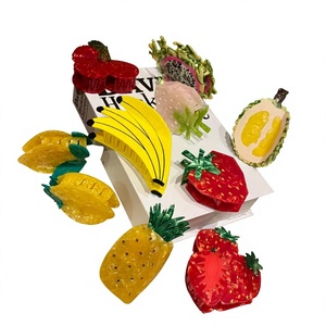 NOUVEAU Pince à Cheveux Personnalisée en Forme de Fruit, Mignonne, Ananas, Pastèque, Pince Requin, Ornement Unique en Acétate pour Cheveux - Product Image 1