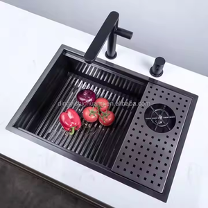 Lavello da cucina multifunzione Topmount Nano Black con sciacquabicchieri a scomparsa, lavabo da incasso in acciaio inossidabile - Product Image 2