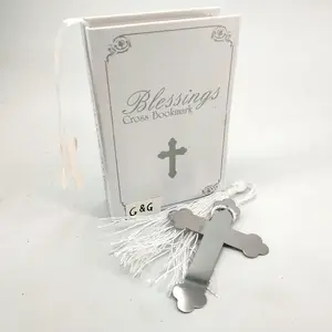 Bán Buôn Blessings Silver Cross Bookmark Bridal Đảng Trang Trí Wedding Lưu Niệm