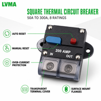 Disjoncteur thermique à réinitialisation automatique/manuelle 50A-300A CC en cuivre 2P, interrupteur carré pour protection d'alimentation RV/Marine/Audio automobile