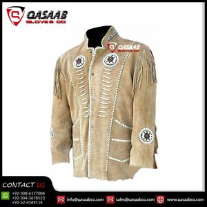 Genuine Suede Leather Fringe <b>Men</b> Western <b>Jacket</b> and Coats Fringed-Beaded Cowboy Westerns-Styles Embroidered-<b>Jackets</b> - Product Image 6