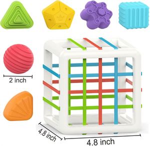 Montessori for 1 Year Old Baby Sorter Toy Colorful <b>Cube</b> and 6 Pcs Multi Sensory Shape Developmental Learning Toys - Product Image 3