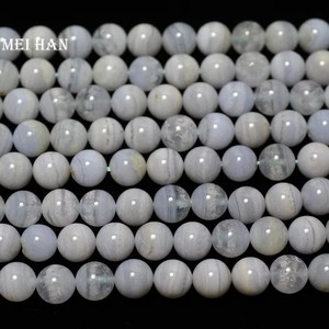 Meihan naturel brésil bleu dentelle calcédoine <span class=keywords><strong>agate</strong></span> lisse ronde perles en vrac pour la fabrication de bijoux Design bracelet à bricoler soi-même - Product Image 2