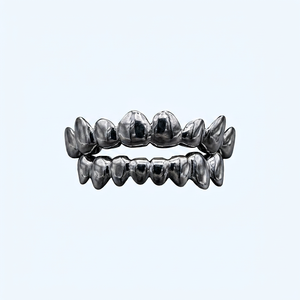 Grillz Dentales Estilo Hiphop para Unisex, Joyería Corporal de Moda para Uso Diario, Rejillas Dentales Metálicas en Tono Plateado - Product Image 1