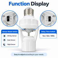 Douille LED E27 en plastique à détection de mouvement par radar, 3 modes de détection, temporisation réglable, adaptateur de prise, CE RoHS, directement de l'usine