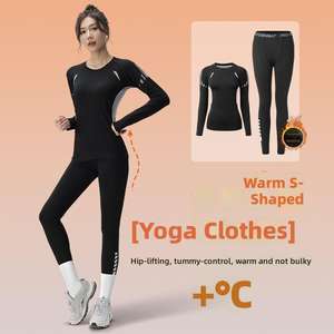 Зимний спортивный костюм для мужчин: велюровая быстросохнущая одежда, термобелье, высокоэластичные облегающие тренировочные штаны для фитнеса - Product Image 1